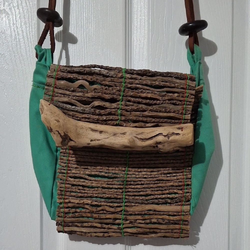 Green and Brown Rustic Shoulder Bag